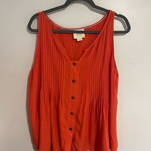 Maeve from Anthropologie Vibrant Orange Button-Down Tank Top